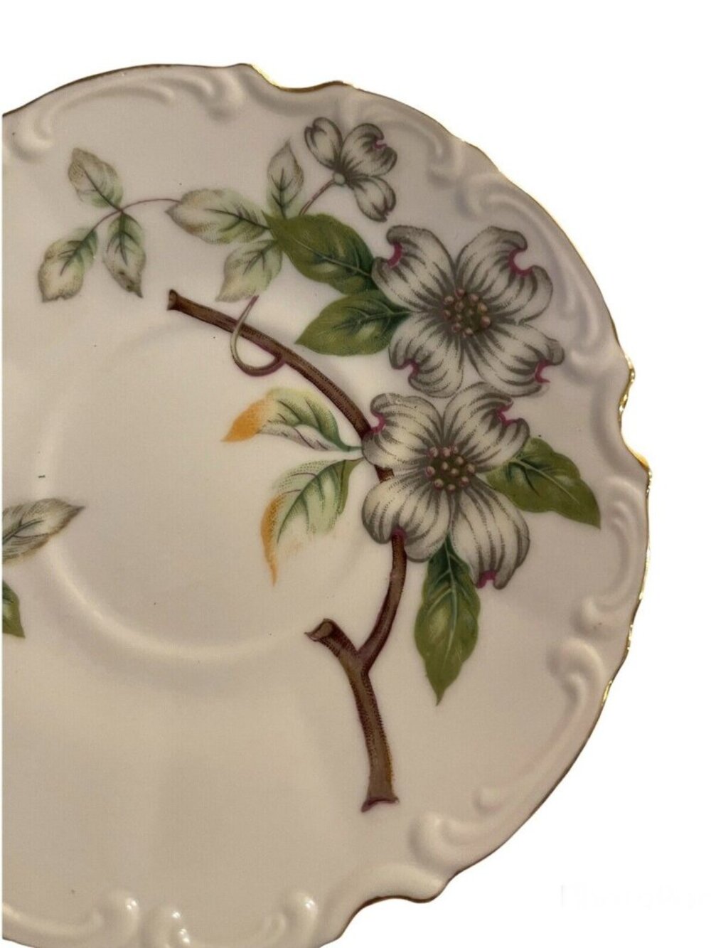 Vintage UCAGCO China Saucer Dogwood Pattern Gold Trim Japan 5.5"